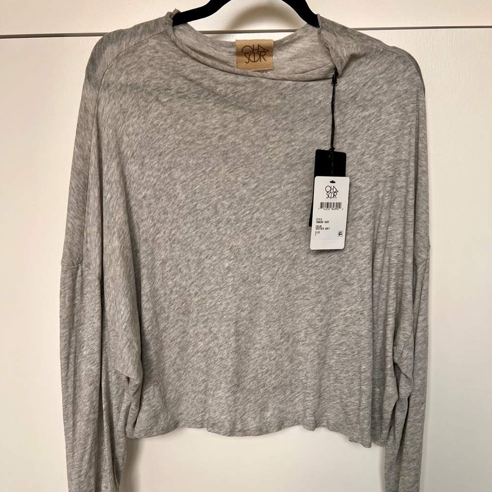 Chaser Gray Oversized Crop Blouse